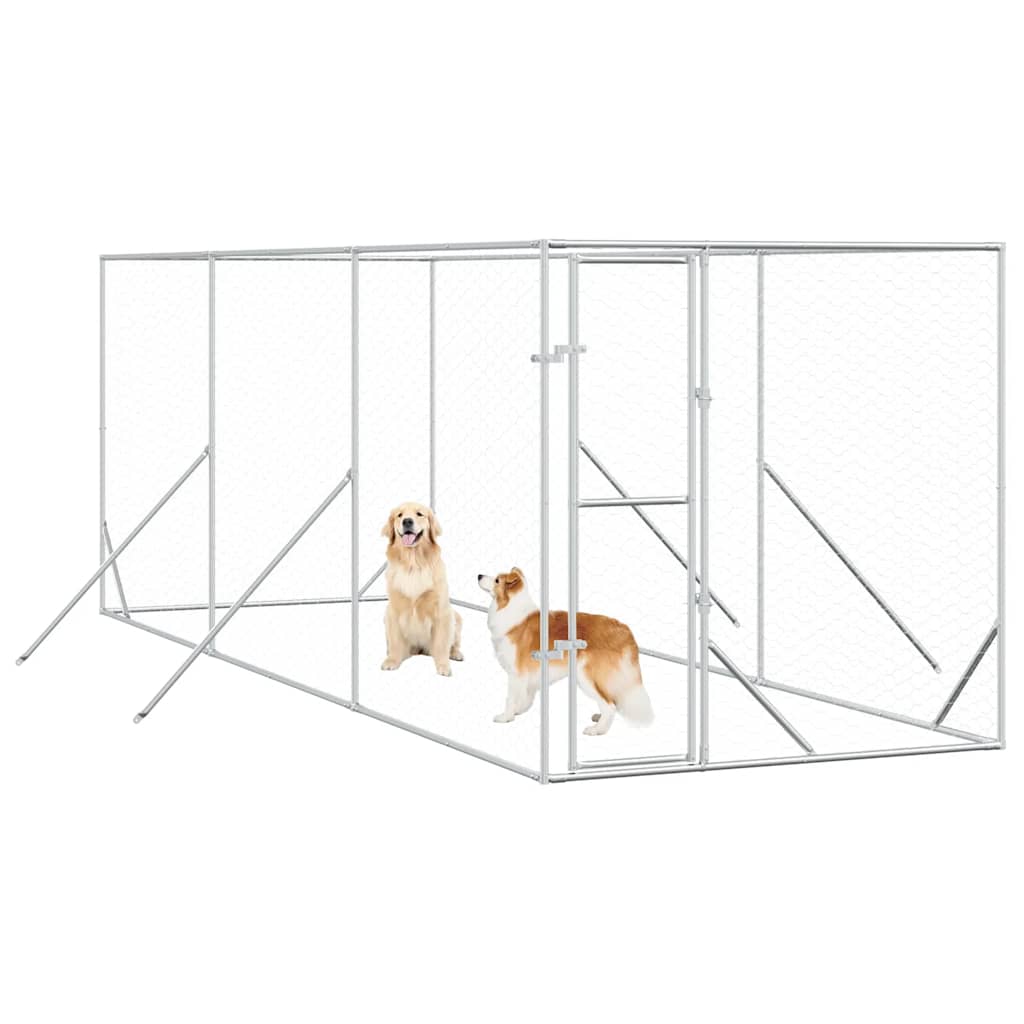 vidaXL Outdoor Dog Kennel Silver 2x6x2 m Galvanised Steel 3
