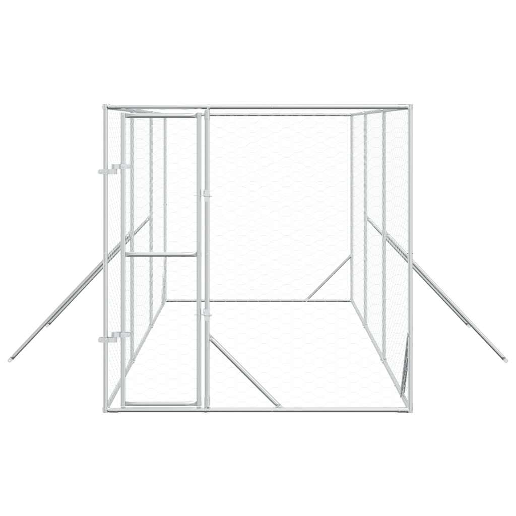 vidaXL Outdoor Dog Kennel Silver 2x6x2 m Galvanised Steel 4