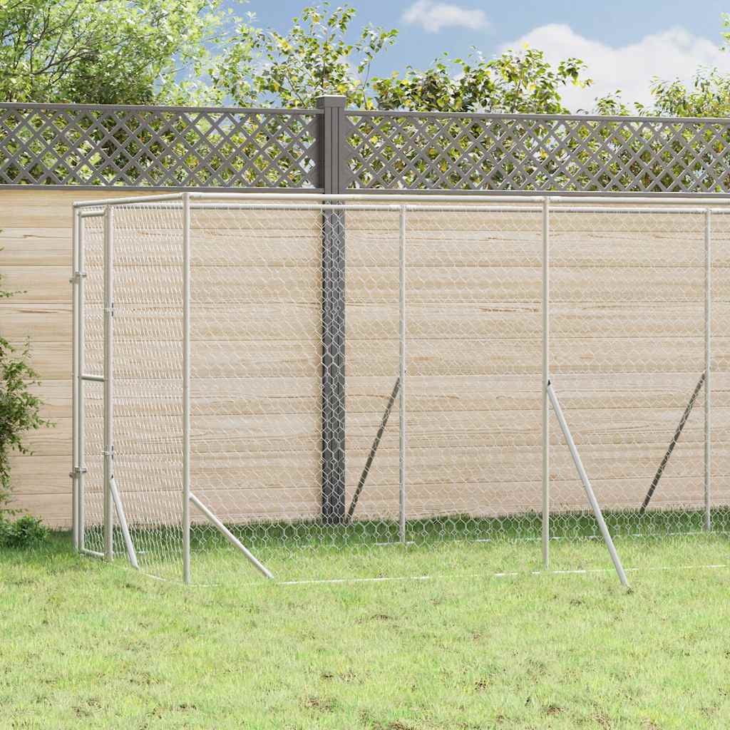 vidaXL Outdoor Dog Kennel Silver 2x6x2 m Galvanised Steel 1