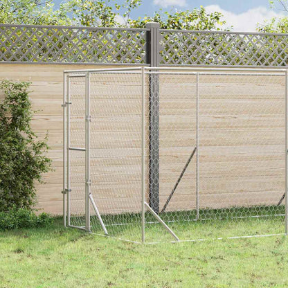 vidaXL Outdoor Dog Kennel Silver Galvanised Steel