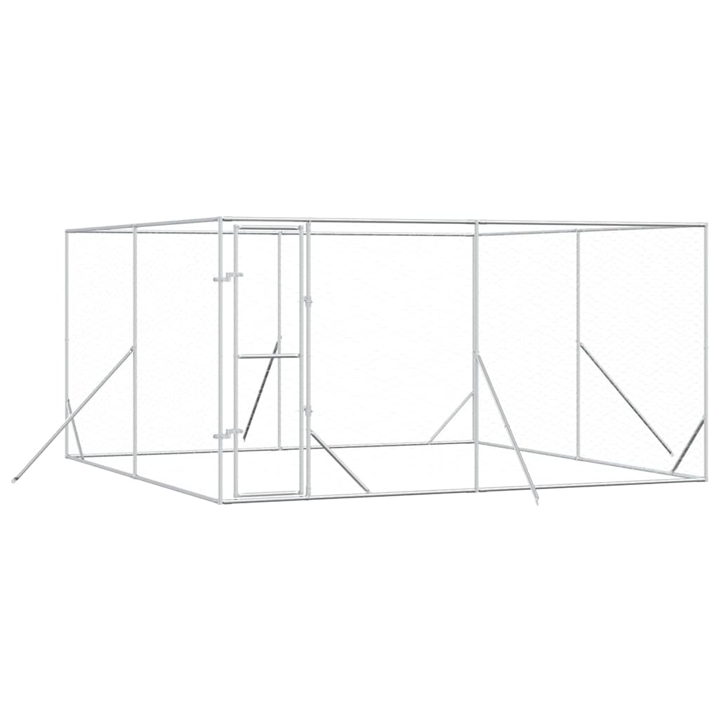 vidaXL Outdoor Dog Kennel Silver 4x4x2 m Galvanised Steel 2