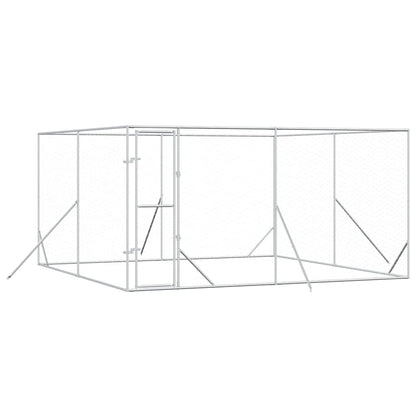 Outdoor Dog Kennel Silver Galvanised Steel 4 m 4 m