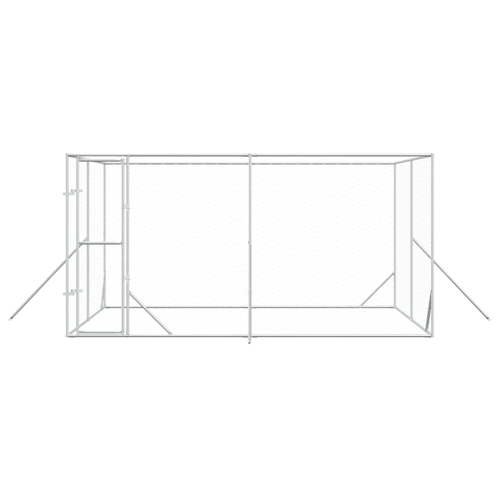 Outdoor Dog Kennel Silver Galvanised Steel 4 m 4 m