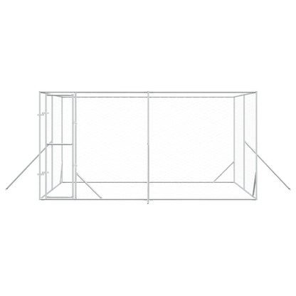 Outdoor Dog Kennel Silver Galvanised Steel 4 m 4 m