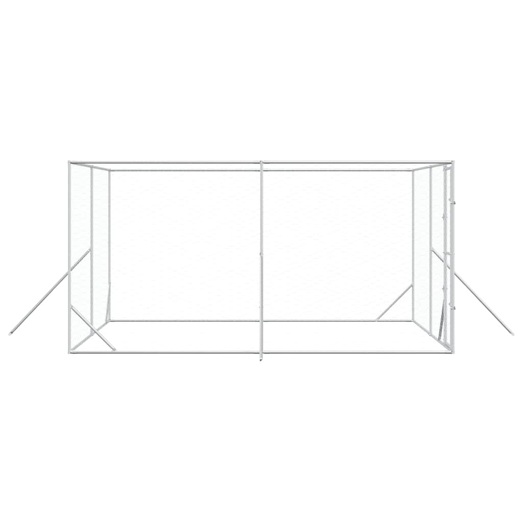 vidaXL Outdoor Dog Kennel Silver 4x4x2 m Galvanised Steel 5