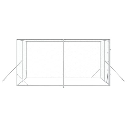 vidaXL Outdoor Dog Kennel Silver 4x4x2 m Galvanised Steel 5
