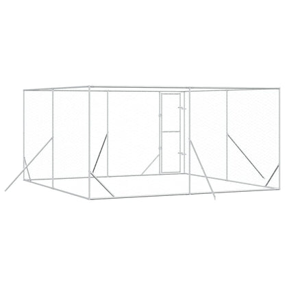 vidaXL Outdoor Dog Kennel Silver 4x4x2 m Galvanised Steel 6