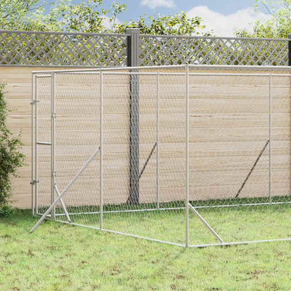 vidaXL Outdoor Dog Kennel Silver Galvanised Steel