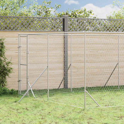 vidaXL Outdoor Dog Kennel Silver Galvanised Steel