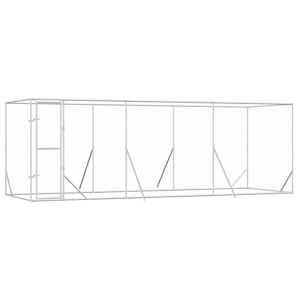 Outdoor Dog Kennel Silver Galvanised Steel 6 m 2 m
