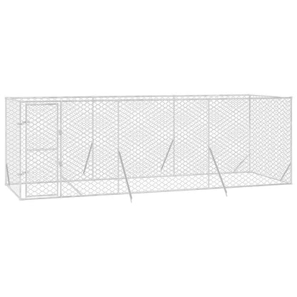 Outdoor Dog Kennel Silver Galvanised Steel 6 m 2 m