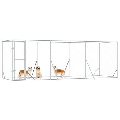 vidaXL Outdoor Dog Kennel Silver 6x2x2 m Galvanised Steel 4