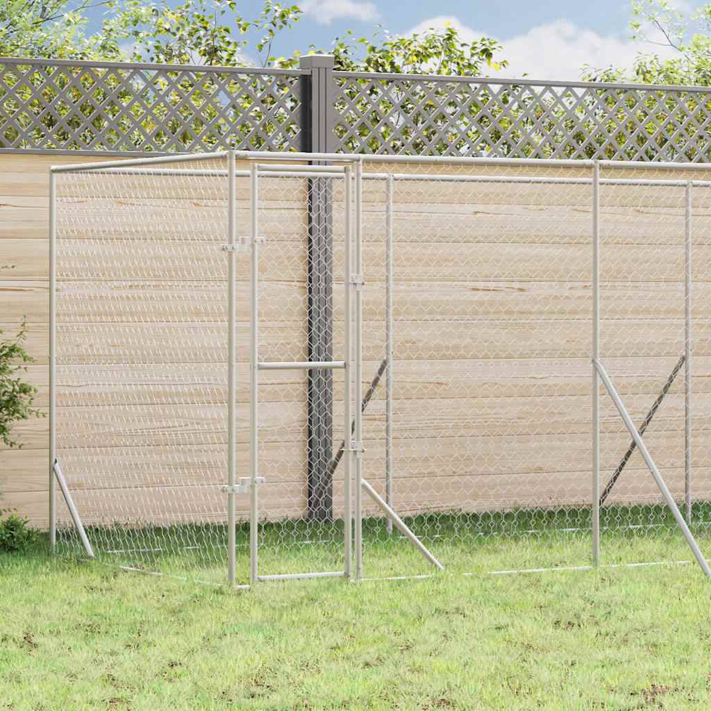 vidaXL Outdoor Dog Kennel Silver 6x2x2 m Galvanised Steel 1