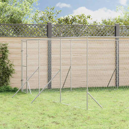 vidaXL Outdoor Dog Kennel Silver Galvanised Steel