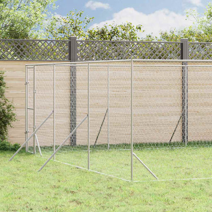 vidaXL Outdoor Dog Kennel Silver Galvanised Steel