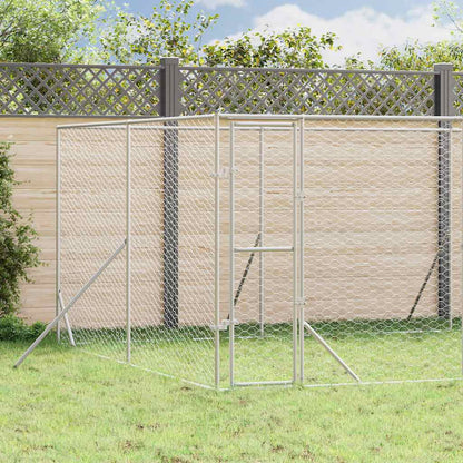 vidaXL Outdoor Dog Kennel Silver Galvanised Steel