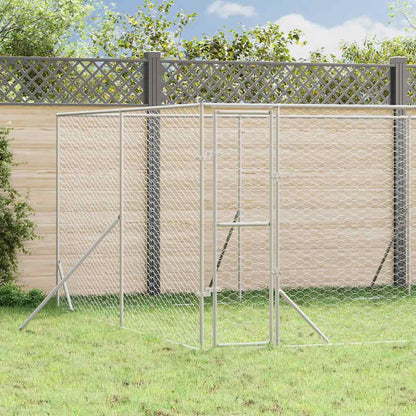 vidaXL Outdoor Dog Kennel Silver Galvanised Steel