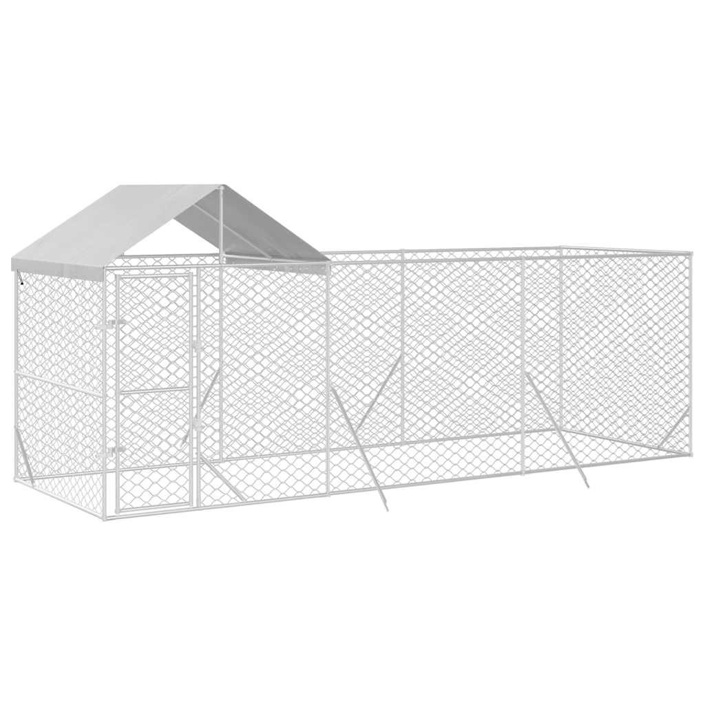Outdoor Dog Kennel with Roof Silver 2x2x2,5 m Galvanised Steel 6 x 2 x 2.5 m