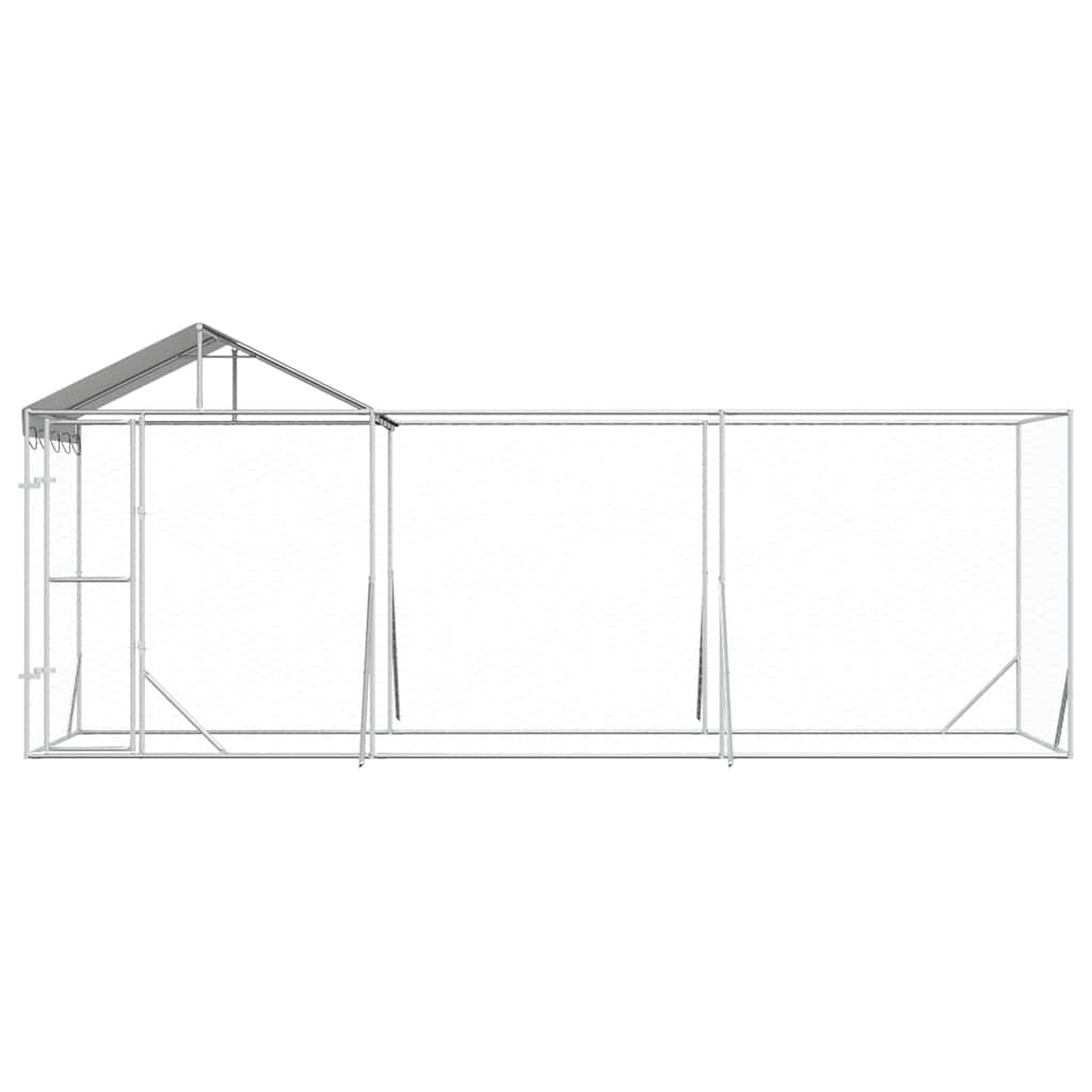 Outdoor Dog Kennel with Roof Silver 2x2x2,5 m Galvanised Steel 6 x 2 x 2.5 m