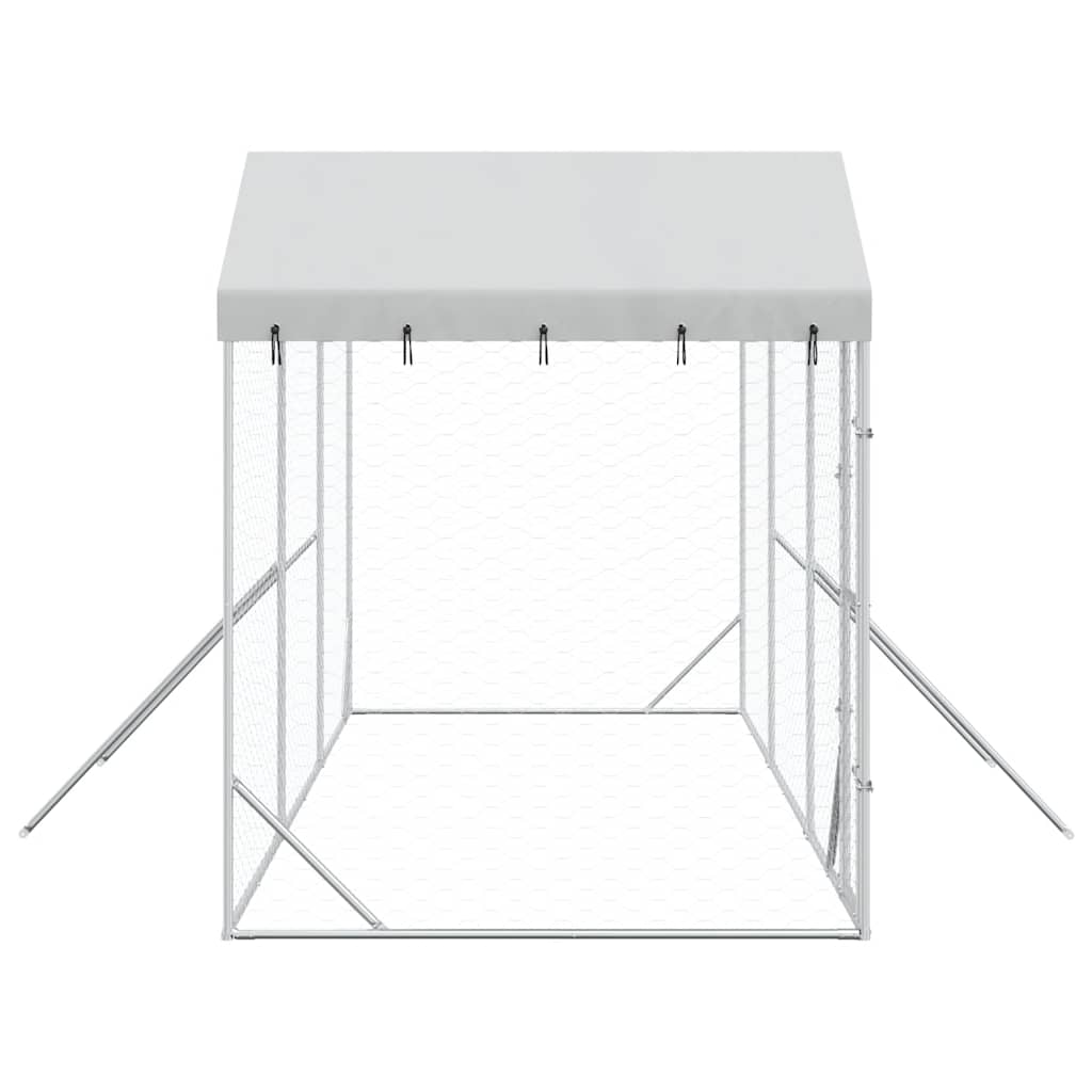 Outdoor Dog Kennel with Roof Silver 2x2x2,5 m Galvanised Steel 6 x 2 x 2.5 m