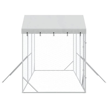 Outdoor Dog Kennel with Roof Silver 2x2x2,5 m Galvanised Steel 6 x 2 x 2.5 m