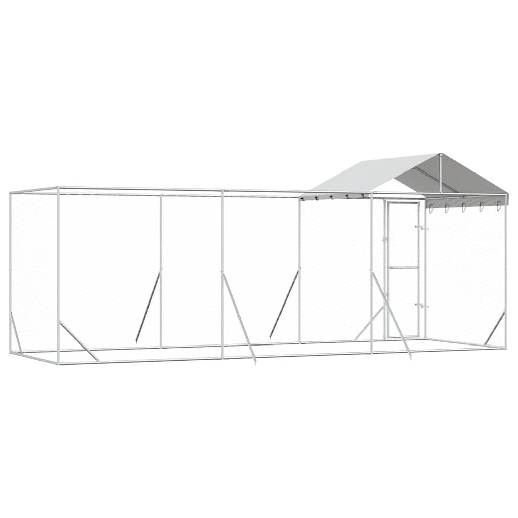Outdoor Dog Kennel with Roof Silver 2x2x2,5 m Galvanised Steel 6 x 2 x 2.5 m