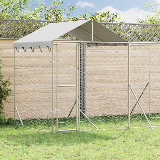 Outdoor Dog Kennel with Roof Silver 2x2x2,5 m Galvanised Steel 6 x 2 x 2.5 m