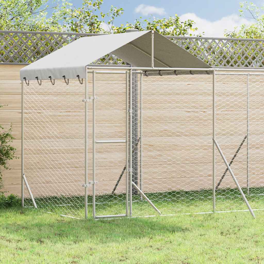 Outdoor Dog Kennel with Roof Silver 2x2x2,5 m Galvanised Steel 10 x 2 x 2.5 m