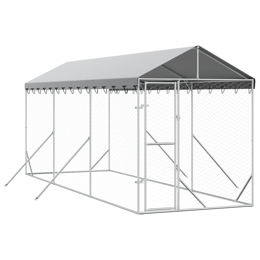 vidaXL Outdoor Dog Kennel with Roof Silver 2x6x2,5 m Galvanised Steel 2