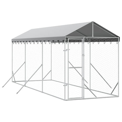 vidaXL Outdoor Dog Kennel with Roof Silver 2x6x2,5 m Galvanised Steel 2
