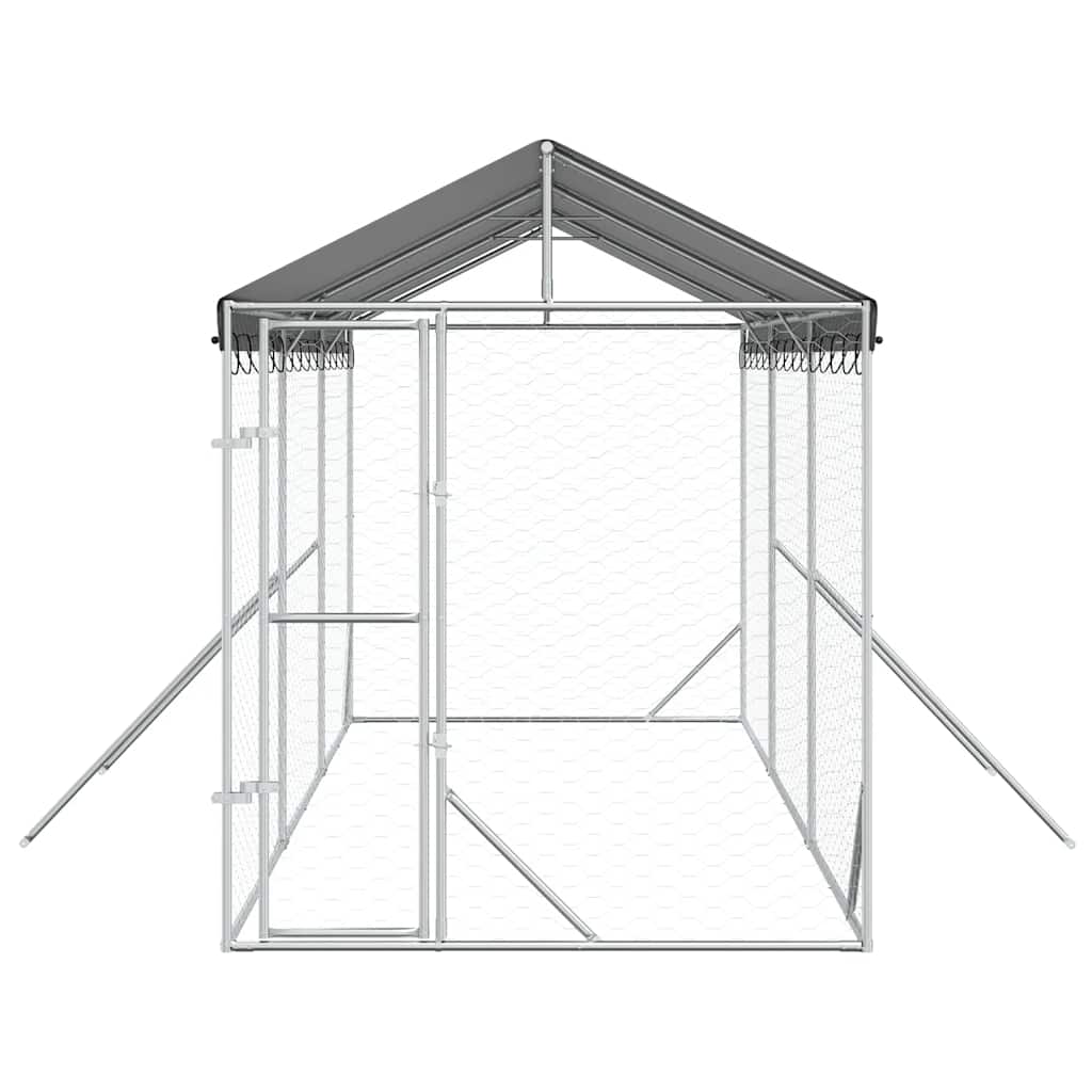 vidaXL Outdoor Dog Kennel with Roof Silver 2x6x2,5 m Galvanised Steel 3
