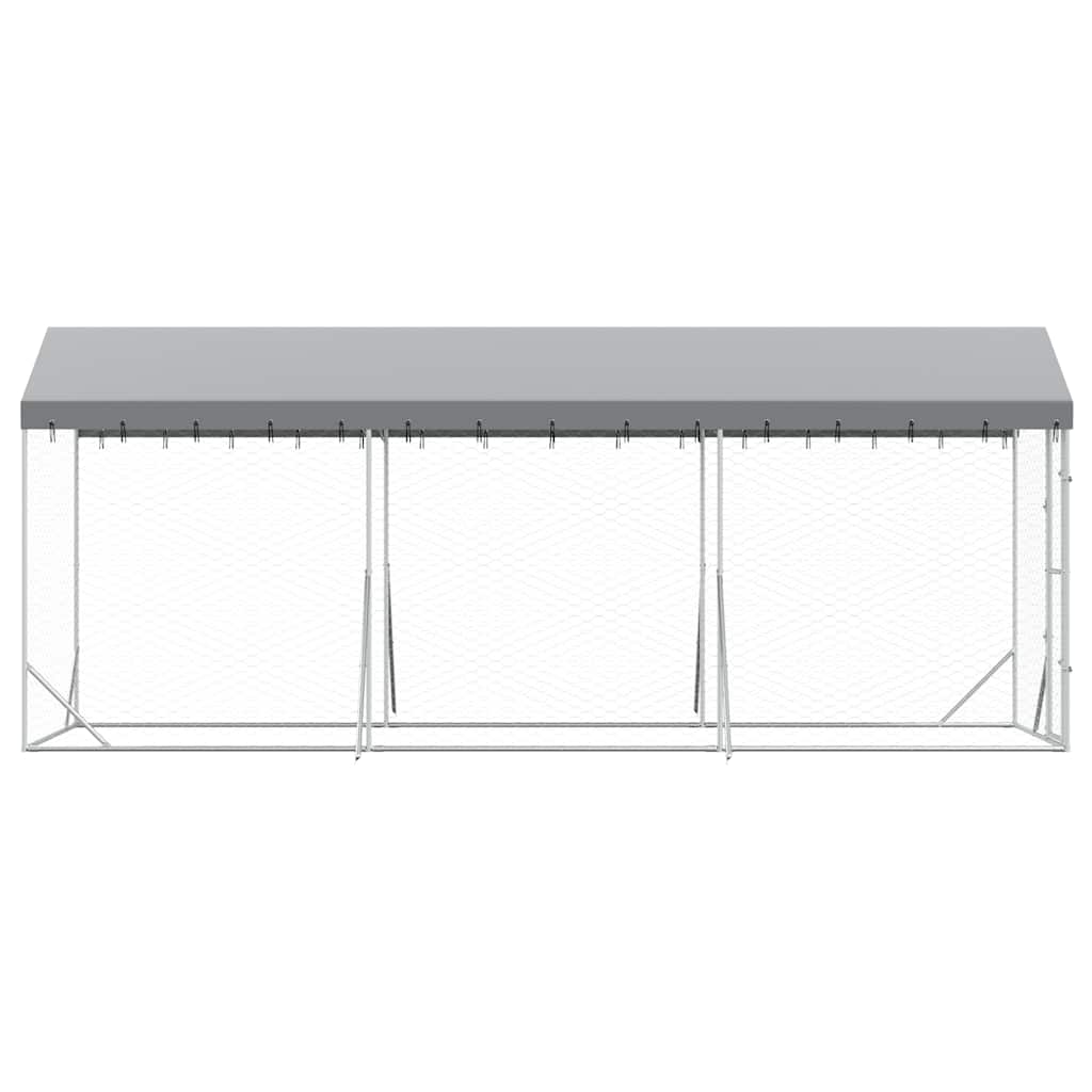 vidaXL Outdoor Dog Kennel with Roof Silver 2x6x2,5 m Galvanised Steel 4