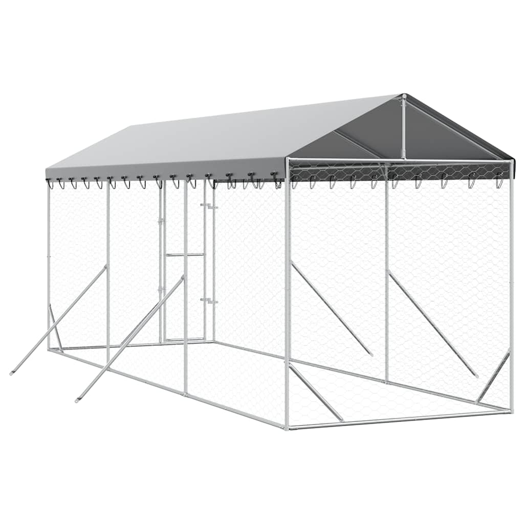 vidaXL Outdoor Dog Kennel with Roof Silver 2x6x2,5 m Galvanised Steel 5