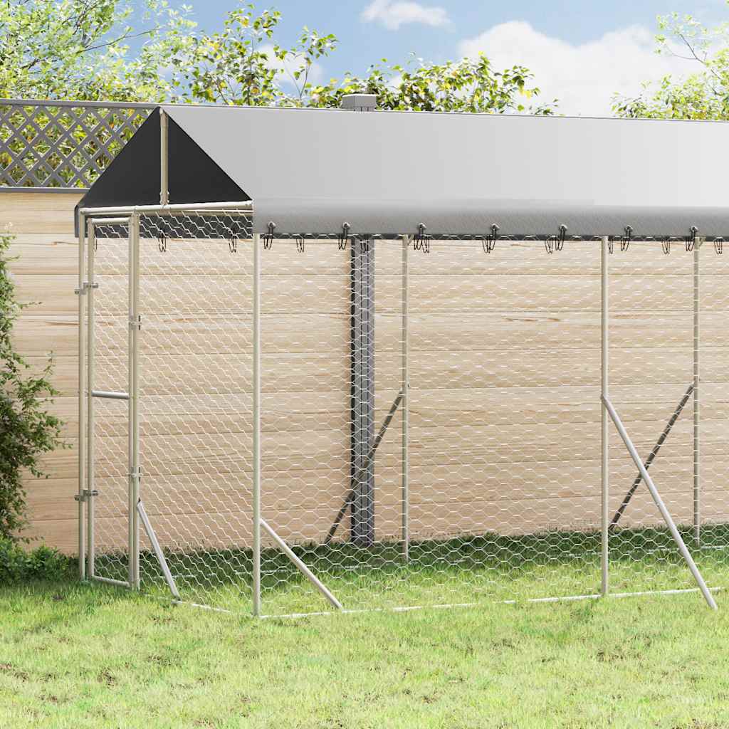 vidaXL Outdoor Dog Kennel with Roof Silver 2x6x2,5 m Galvanised Steel 1
