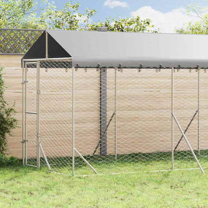 vidaXL Outdoor Dog Kennel with Roof Silver 2x6x2,5 m Galvanised Steel 1