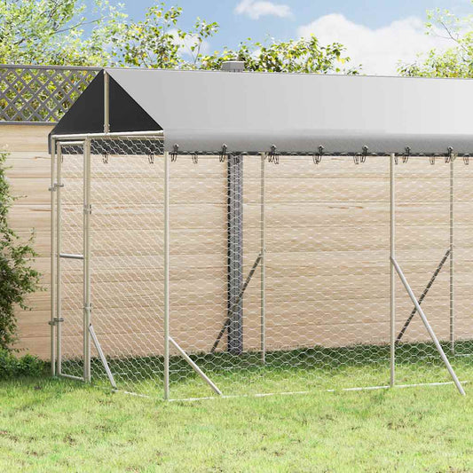 Outdoor Dog Kennel with Roof Silver 2x6x2,5 m Galvanised Steel 2 x 6 x 2.5 m