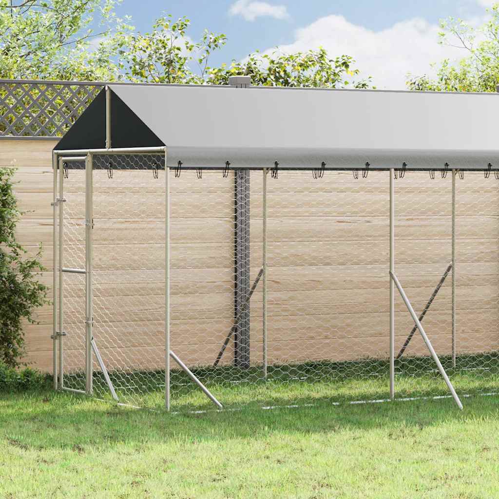 Outdoor Dog Kennel with Roof Silver 2x6x2,5 m Galvanised Steel 2 x 10 x 2.5 m