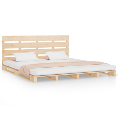 Bed Frame without Mattress Solid Wood Pine Length 190 cm Natural 120 cm