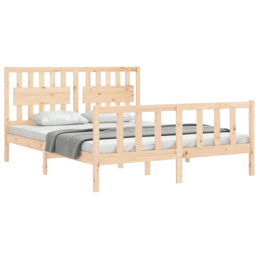 Bed Frame without Mattress Solid Wood Pine Length 200 cm Natural 160 cm