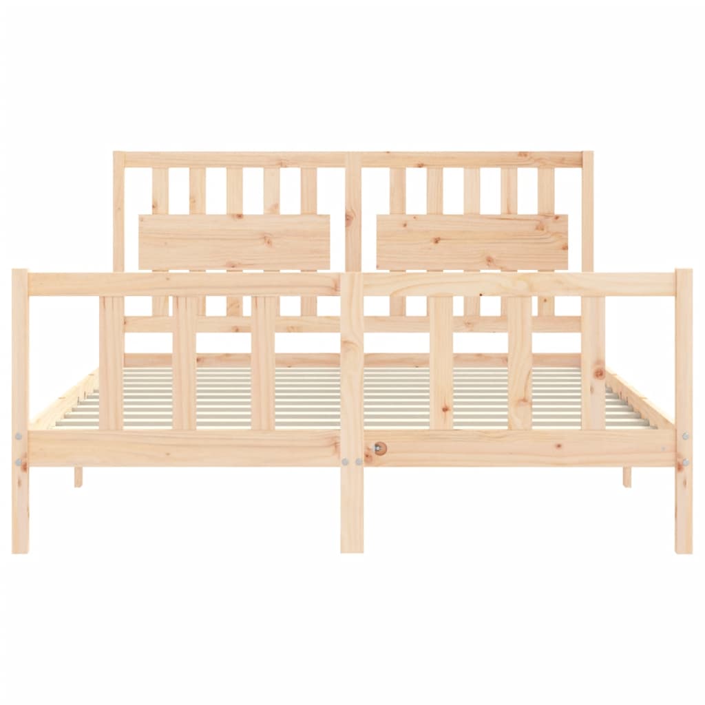 Bed Frame without Mattress Solid Wood Pine Length 200 cm Natural 160 cm