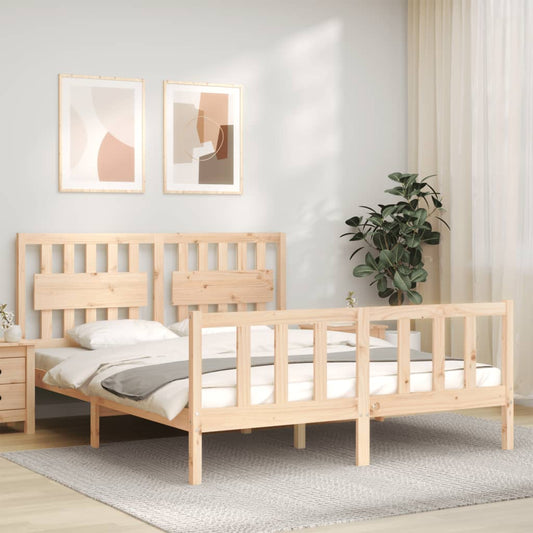 Bed Frame without Mattress Solid Wood Pine Length 200 cm Natural 160 cm