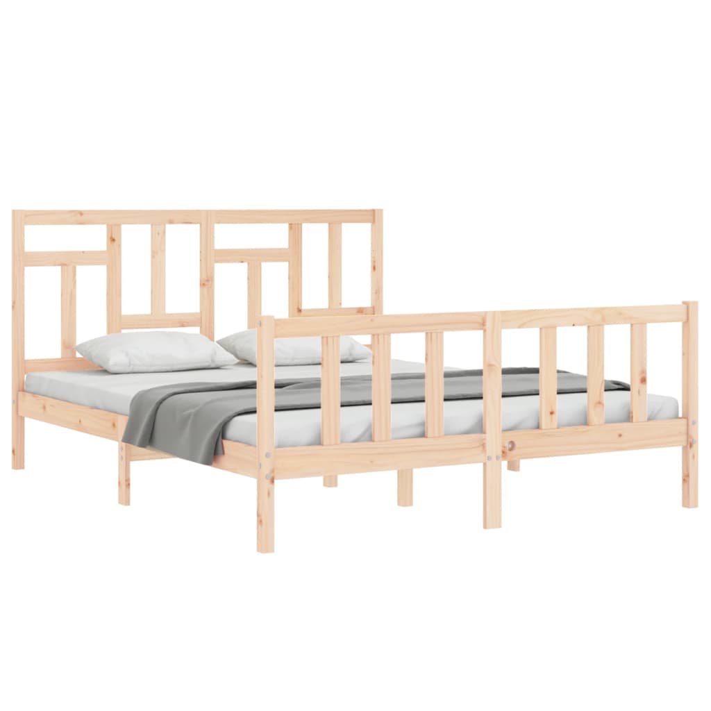 Bed Frame without Mattress Solid Wood Pine Length 200 cm Natural 160 cm