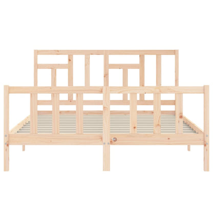 Bed Frame without Mattress Solid Wood Pine Length 200 cm Natural 160 cm