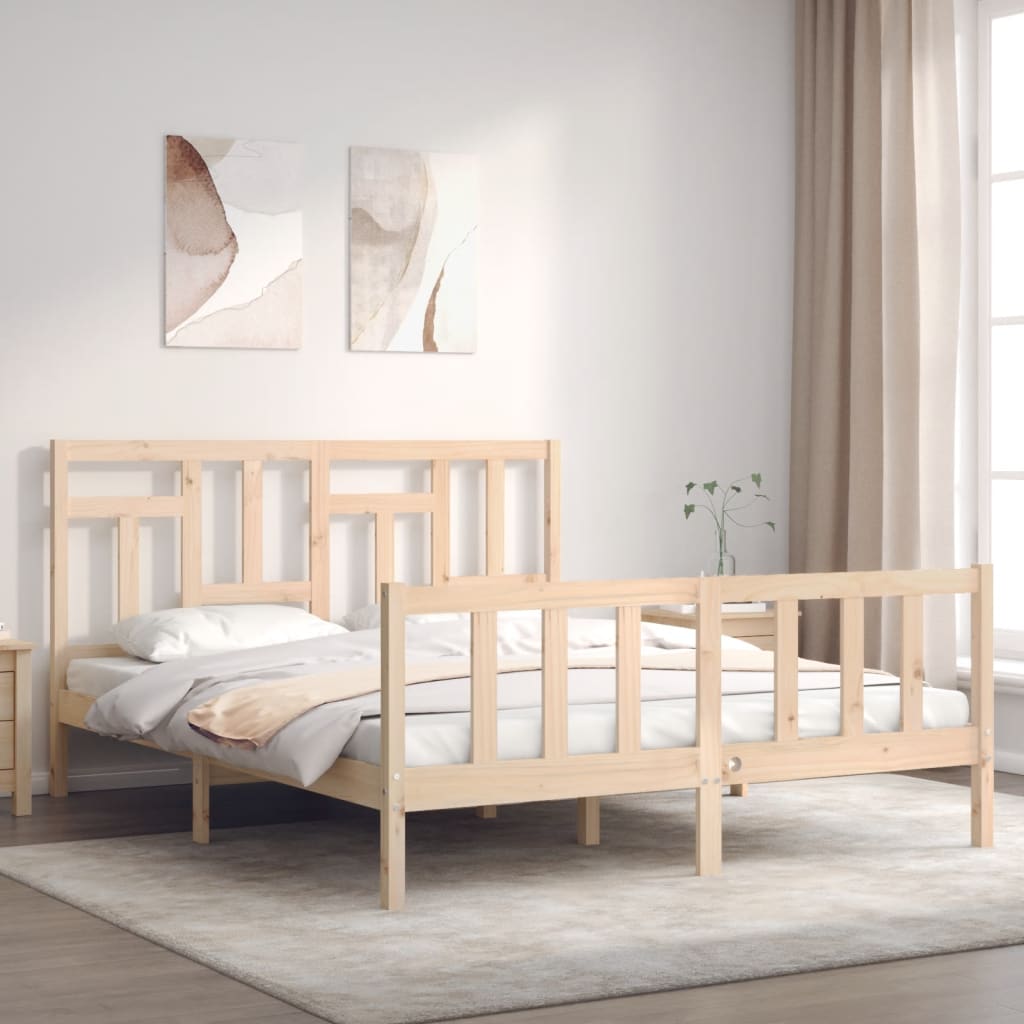 Bed Frame without Mattress Solid Wood Pine Length 200 cm Natural 160 cm