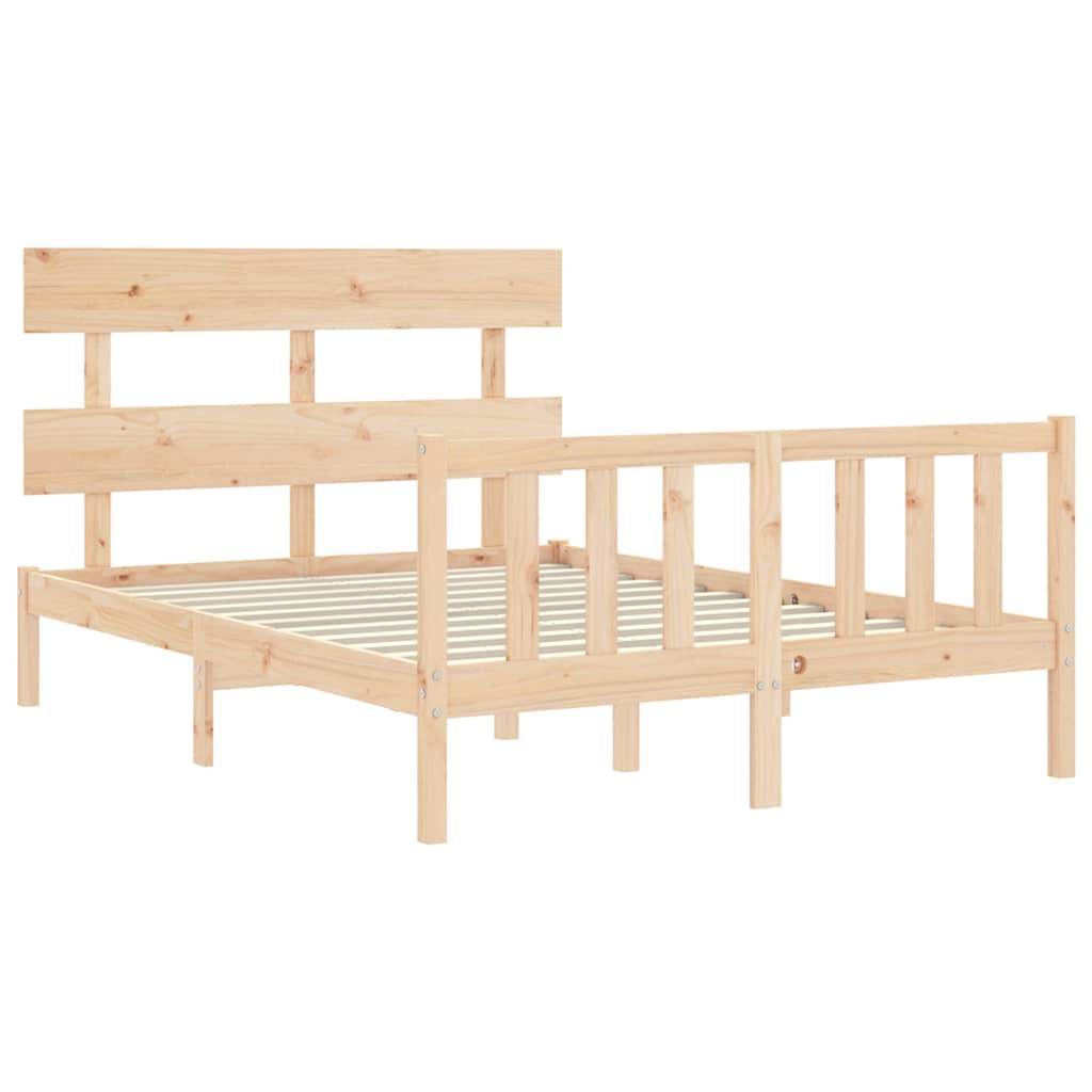 Bed Frame without Mattress Solid Wood Pine with Headboard & Footboard Length 200 cm Natural 140 cm