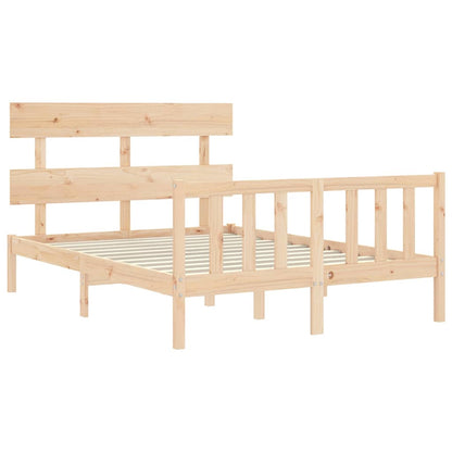 Bed Frame without Mattress Solid Wood Pine with Headboard & Footboard Length 200 cm Natural 140 cm