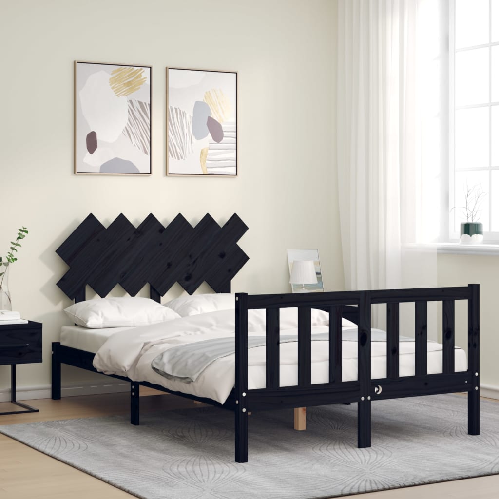Bed Frame without Mattress Solid Wood Pine Length 190 cm 135 cm
