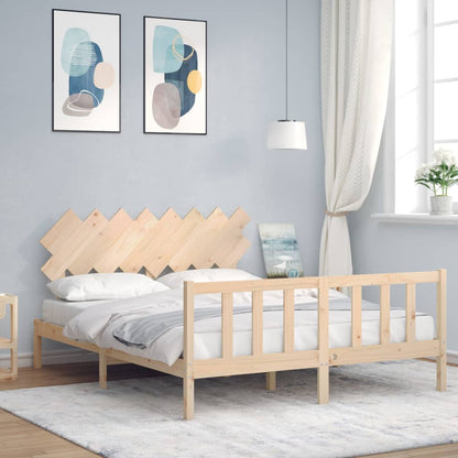 Bed Frame without Mattress Solid Wood Pine Length 200 cm Natural 160 cm