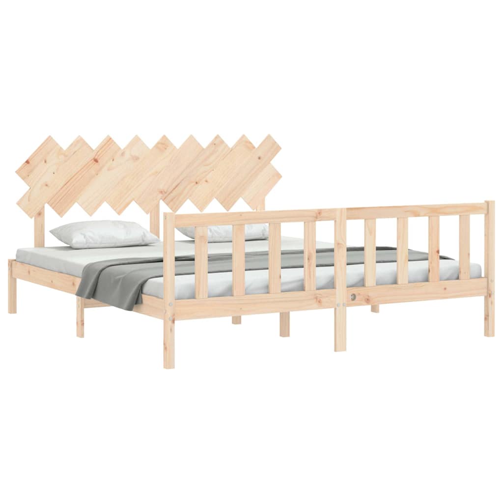 Bed Frame without Mattress Solid Wood Pine Length 200 cm Natural 180 cm