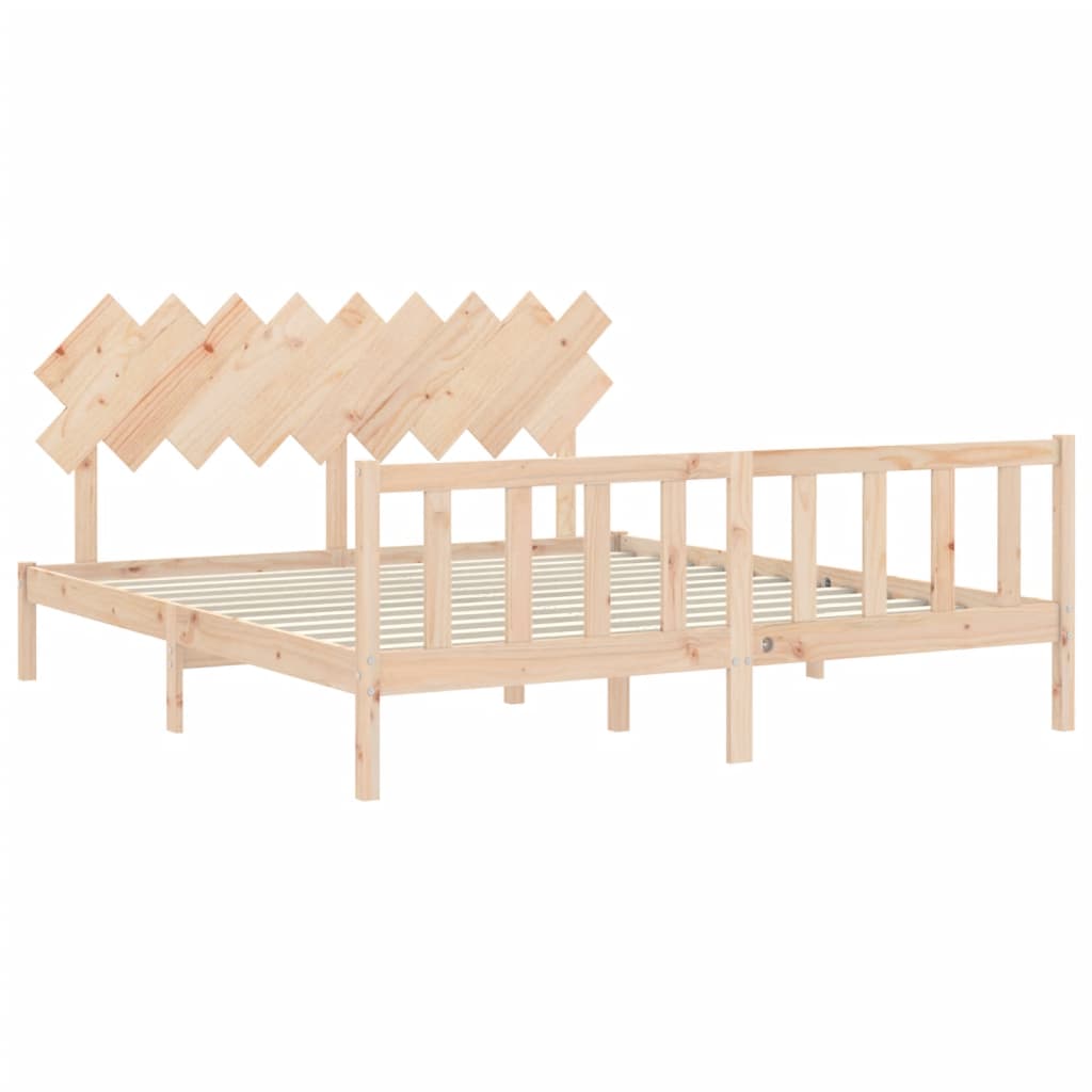 Bed Frame without Mattress Solid Wood Pine Length 200 cm Natural 180 cm